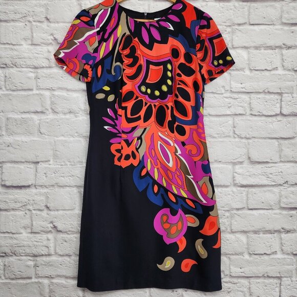 Trina Turk Natasha Point Bonita Paisley Shift Dress Sz 0 Vibrant Lined - Picture 1 of 14